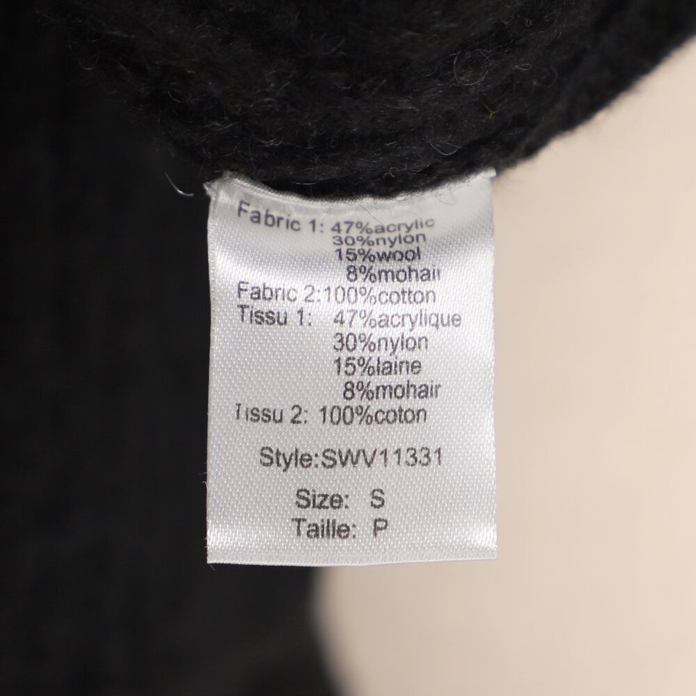 NWT ELAN Kasha Layered Collared V-Neck Cropped Sweater Shirt Black White Size S - Picture 9 of 9